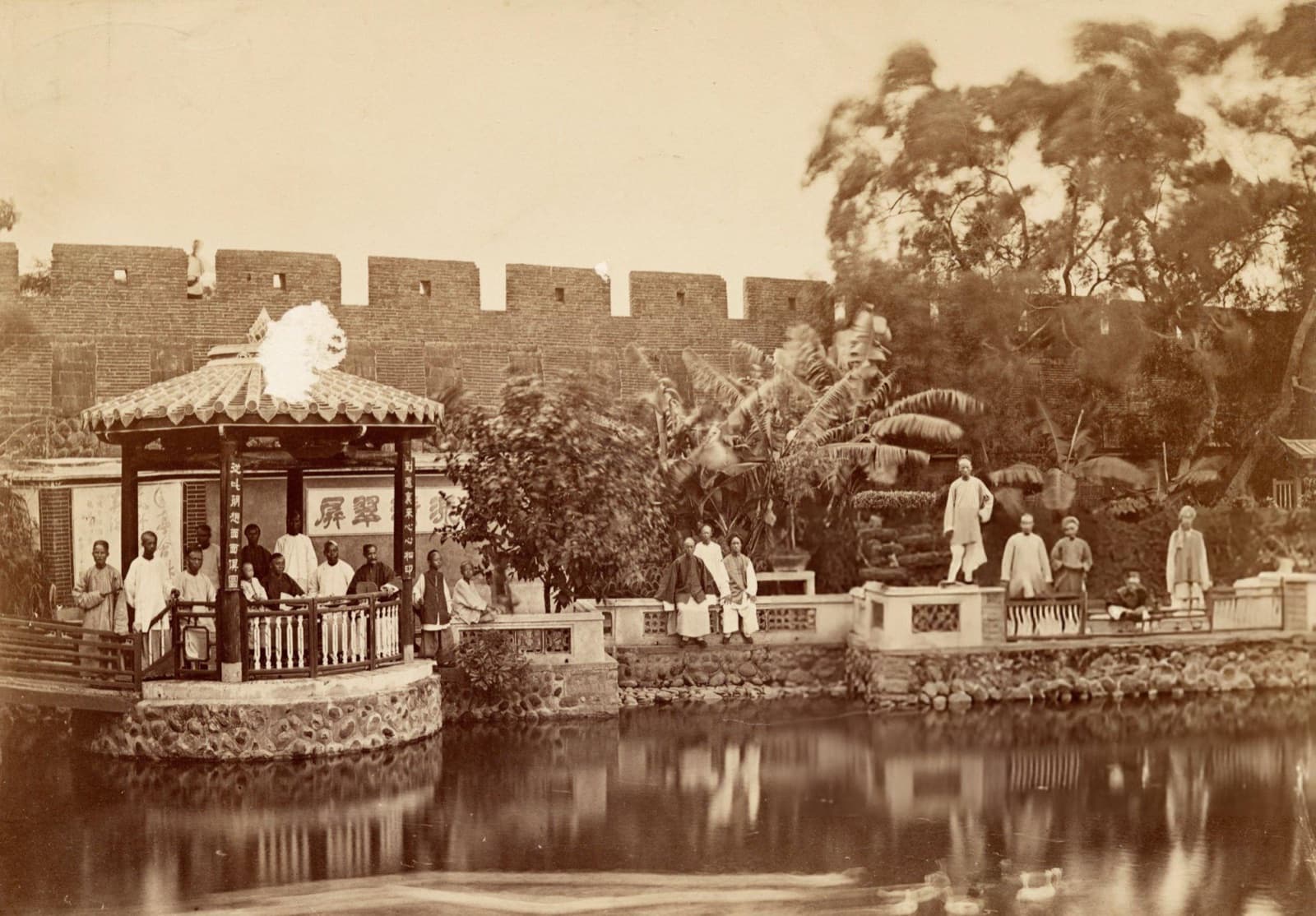 The Beiguo Garden. Zheng Yongxi passed the metropolitan examination in 1837, the first Taiwan-born man to do so; in later life he built this garden outside Zhuqian's north gate and held his poetry society there.