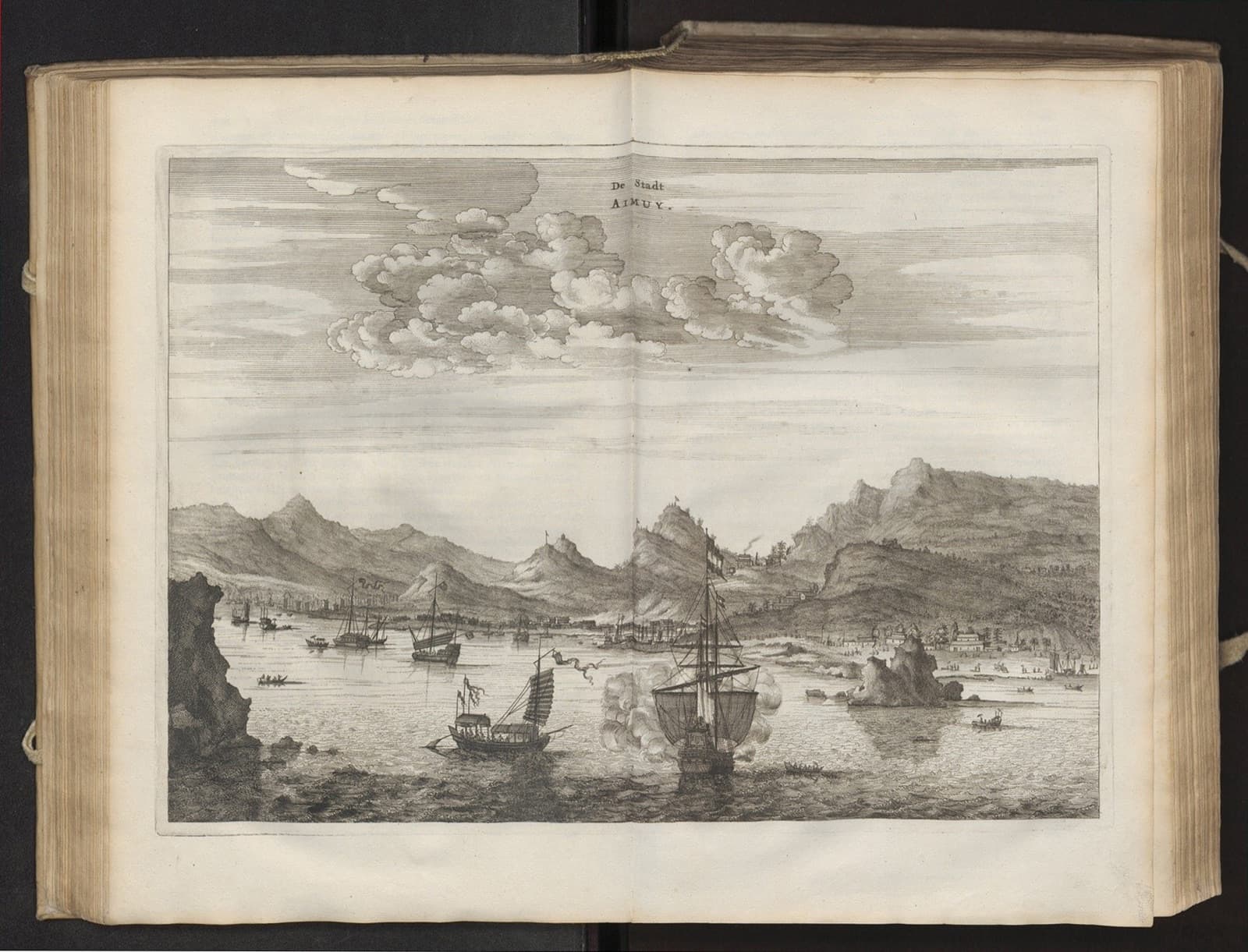 A harbour on the China coast, from Olfert Dapper's 1670 account of the Dutch embassies to China. By the time it was printed the Dutch had lost Taiwan and were still trying to get back into these waters.