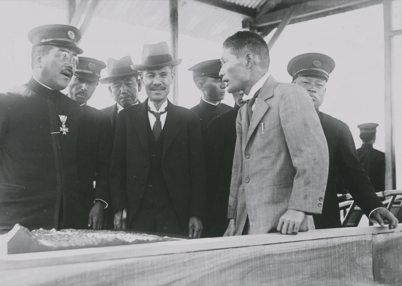 Officials inspecting the Chianan canal works. Ten years in the building, it was opened in 1930 as the largest irrigation system in East Asia.