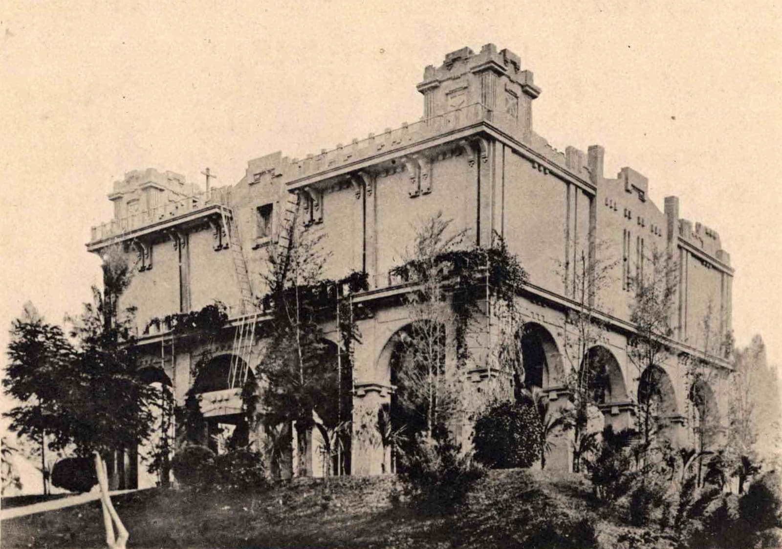 The purification tower of the Taichung waterworks. The Government-General laid piped water through the main towns, linking catchment, filter beds and distribution towers. Behind the language of modernity lay a calculation about controlling epidemics.